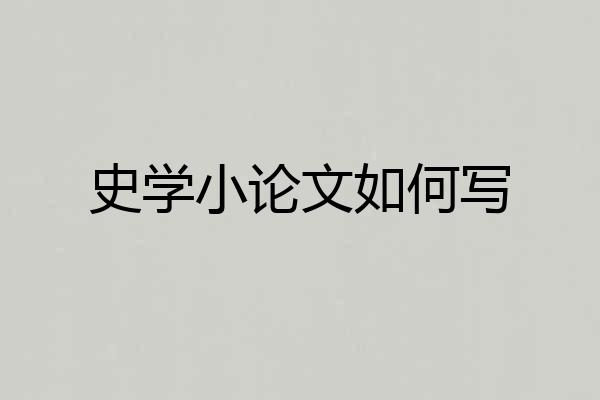 史学小论文如何写