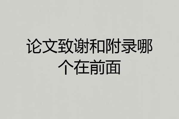 论文致谢和附录哪个在前面
