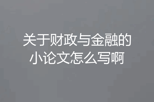 关于财政与金融的小论文怎么写啊