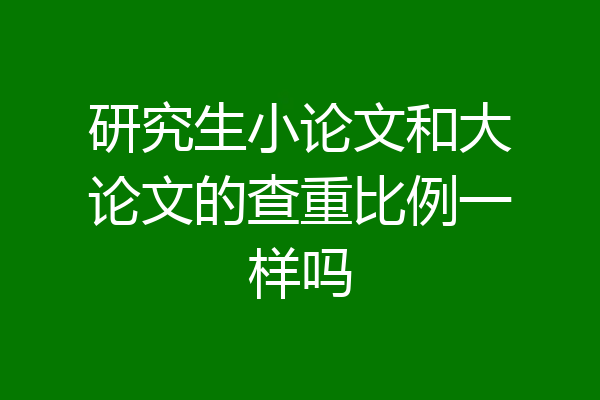 研究生小论文和大论文的查重比例一样吗