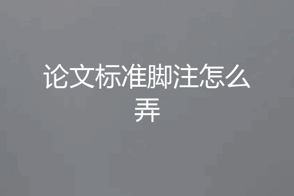 论文标准脚注怎么弄