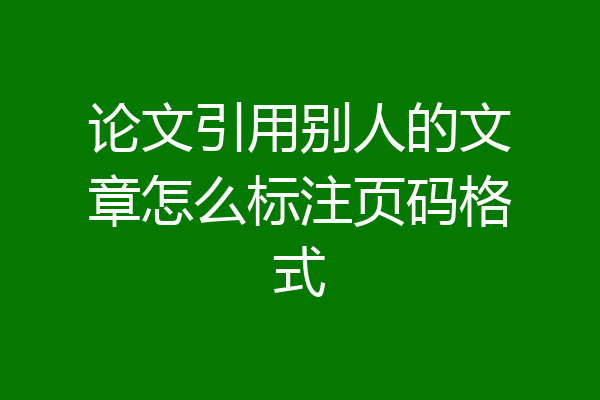 论文引用别人的文章怎么标注页码格式