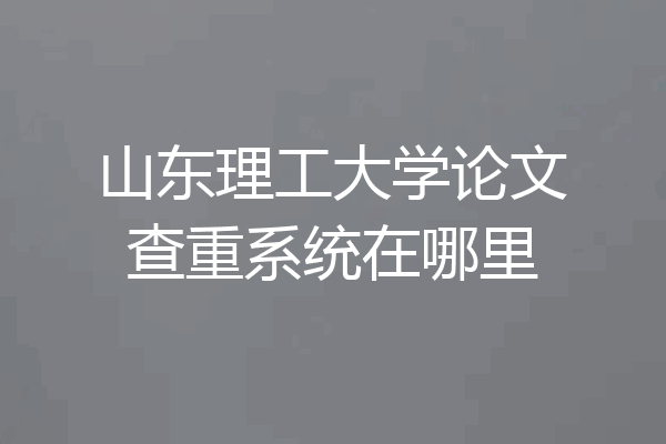 山东理工大学论文查重系统在哪里