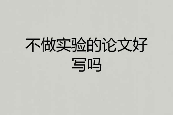 不做实验的论文好写吗