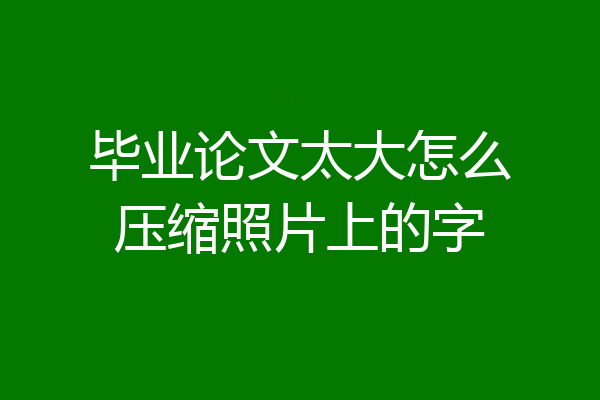 毕业论文太大怎么压缩照片上的字