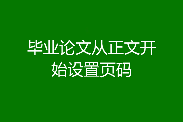 毕业论文从正文开始设置页码