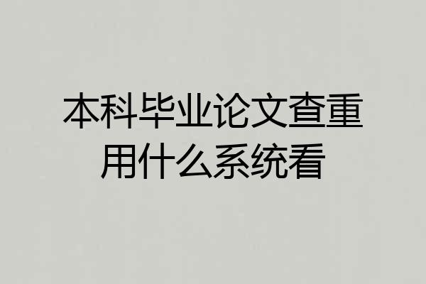 本科毕业论文查重用什么系统看