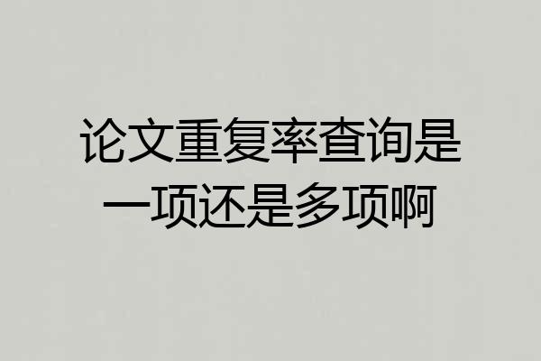 论文重复率查询是一项还是多项啊