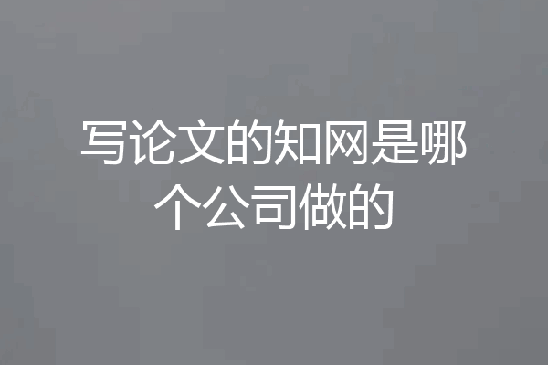 写论文的知网是哪个公司做的