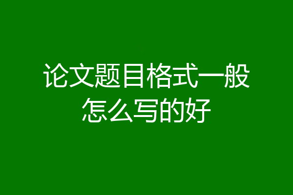 论文题目格式一般怎么写的好