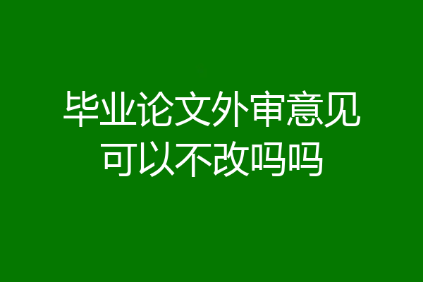 毕业论文外审意见可以不改吗吗