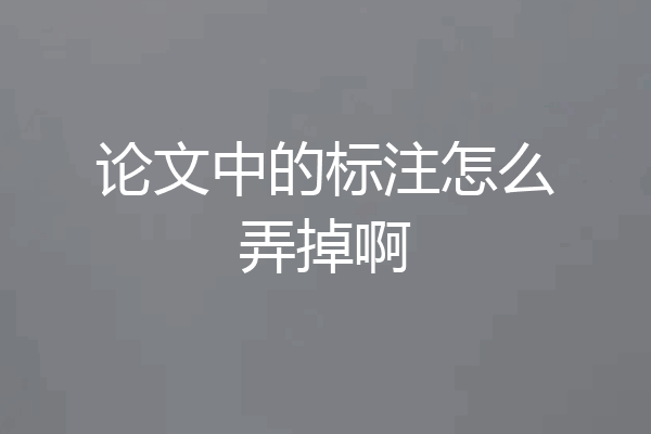 论文中的标注怎么弄掉啊