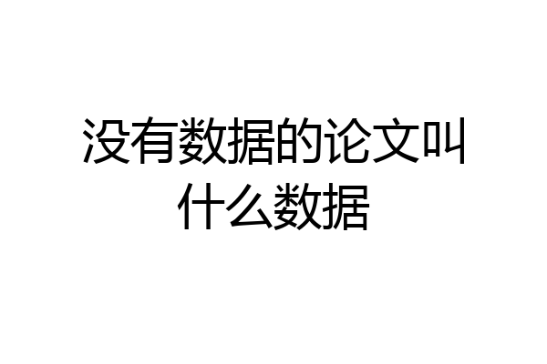 没有数据的论文叫什么数据