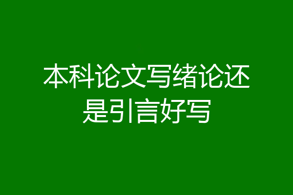 本科论文写绪论还是引言好写