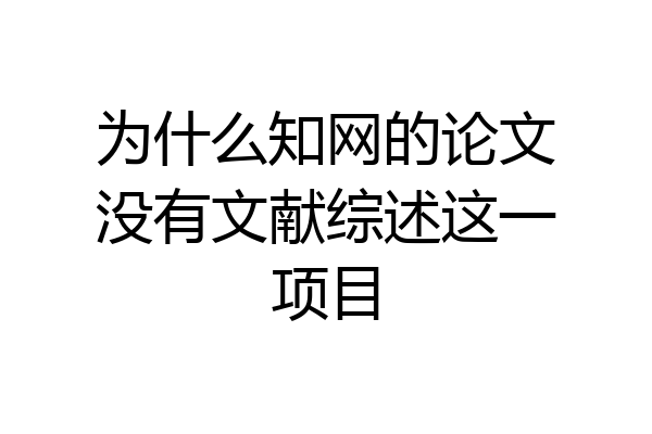 为什么知网的论文没有文献综述这一项目