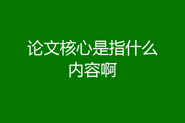 论文核心是指什么内容啊