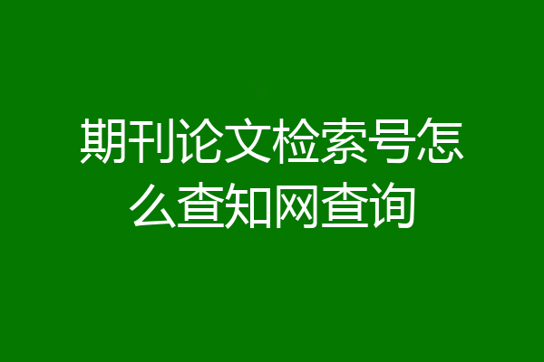 期刊论文检索号怎么查知网查询