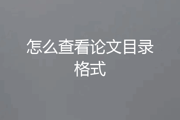 怎么查看论文目录格式