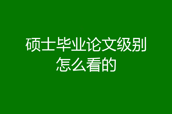 硕士毕业论文级别怎么看的