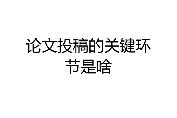 论文投稿的关键环节是啥