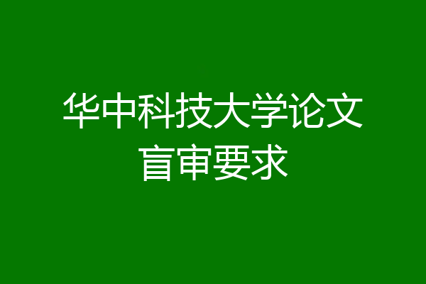华中科技大学论文盲审要求