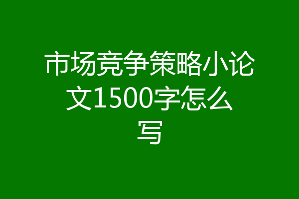 市场竞争策略小论文1500字怎么写