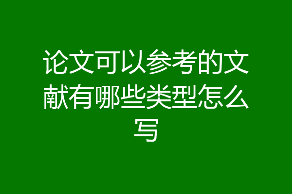 论文可以参考的文献有哪些类型怎么写