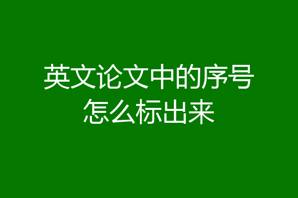 英文论文中的序号怎么标出来