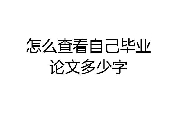 怎么查看自己毕业论文多少字