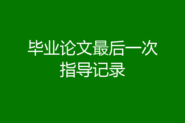 毕业论文最后一次指导记录