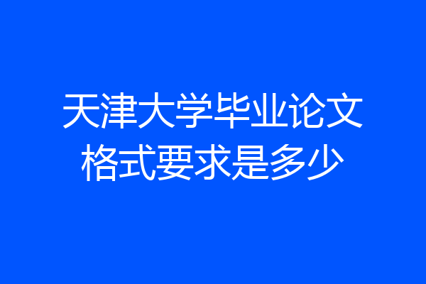 天津大学毕业论文格式要求是多少