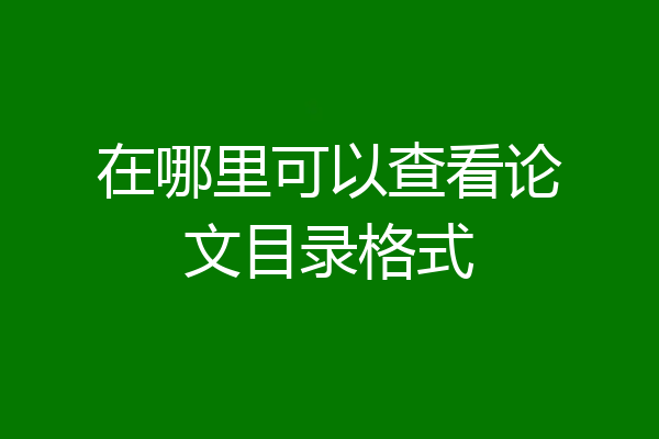 在哪里可以查看论文目录格式