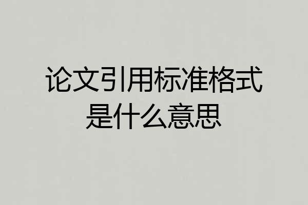 论文引用标准格式是什么意思