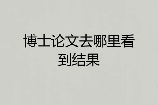博士论文去哪里看到结果