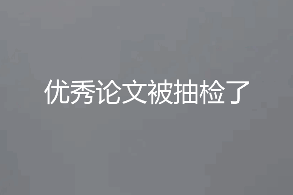 优秀论文被抽检了