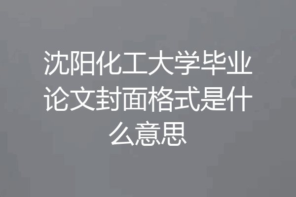 沈阳化工大学毕业论文封面格式是什么意思