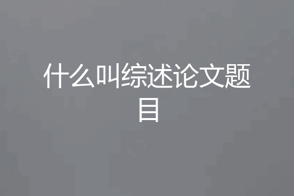 什么叫综述论文题目