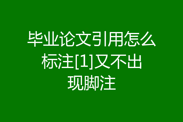 毕业论文引用怎么标注[1]又不出现脚注