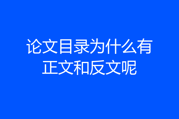 论文目录为什么有正文和反文呢