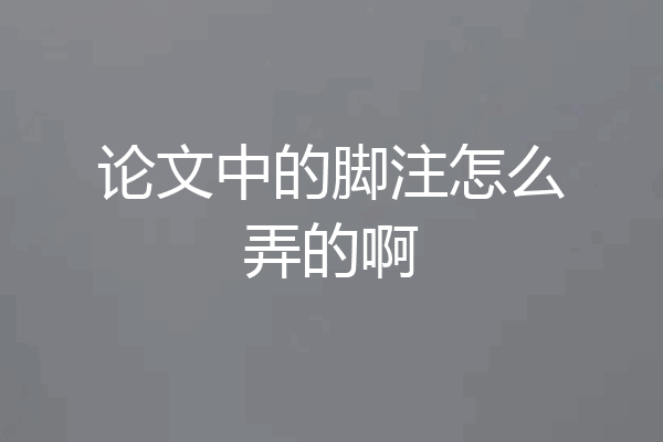 论文中的脚注怎么弄的啊