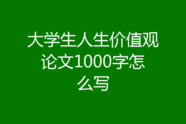 大学生人生价值观论文1000字怎么写