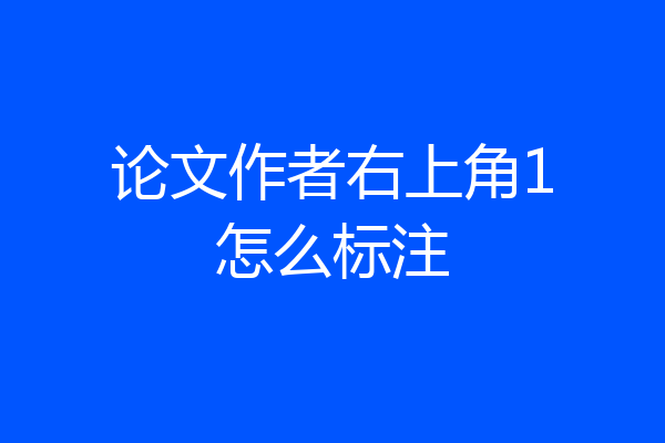 论文作者右上角1怎么标注