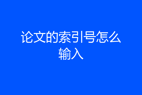 论文的索引号怎么输入