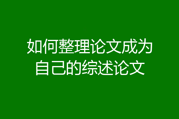 如何整理论文成为自己的综述论文