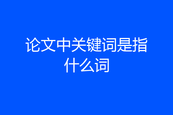 论文中关键词是指什么词