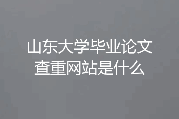 山东大学毕业论文查重网站是什么