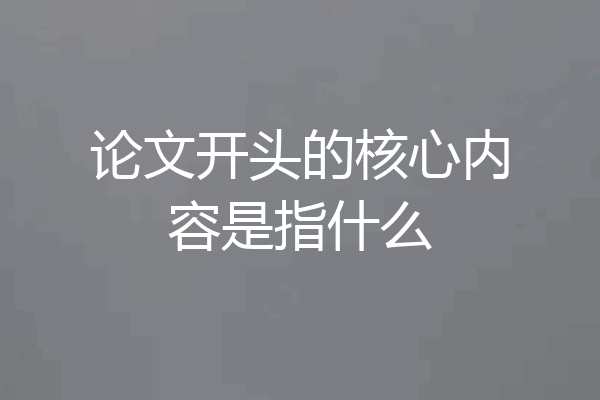 论文开头的核心内容是指什么