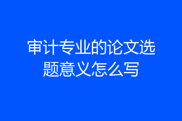 审计专业的论文选题意义怎么写