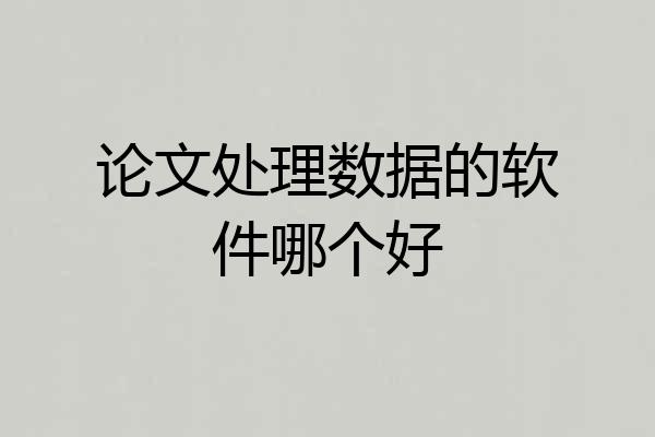 论文处理数据的软件哪个好