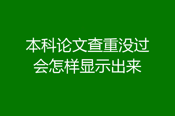 本科论文查重没过会怎样显示出来